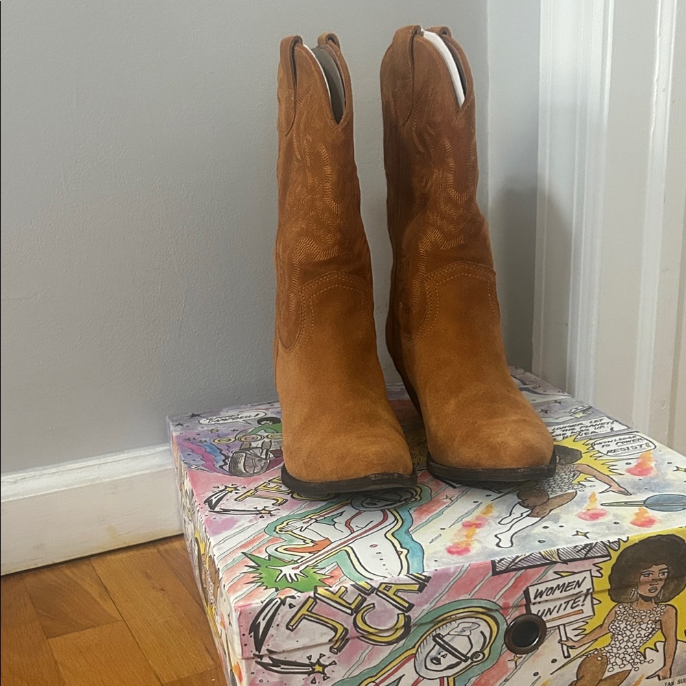 Tan Suede Women's Cowboy Boots
